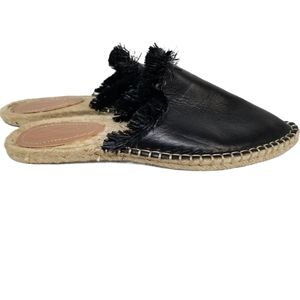 Zara Black Leather Espadrille Flats 37